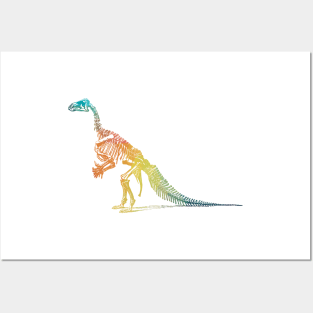 Rainbow dinosaur skeleton Posters and Art